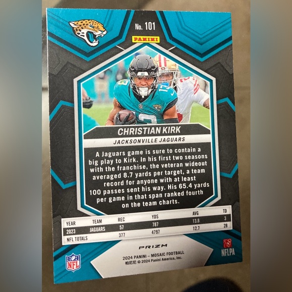 2024 Panini Mosaic - Christian Kirk #101 Genesis Mosaic Prizm SSP Case hit Card - Picture 2 of 3